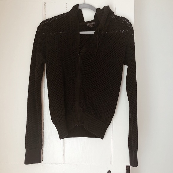 ARMANI EXCHANGE zip up wide knit hoodie - Picture 2 of 4